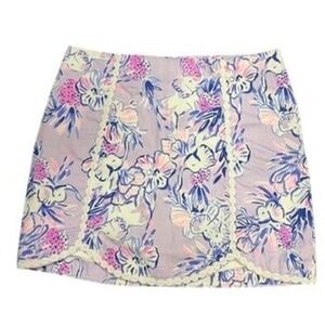 Lilly Pulitzer Floral Skort Pink Blue Resort Golf Tennis Preppy 0